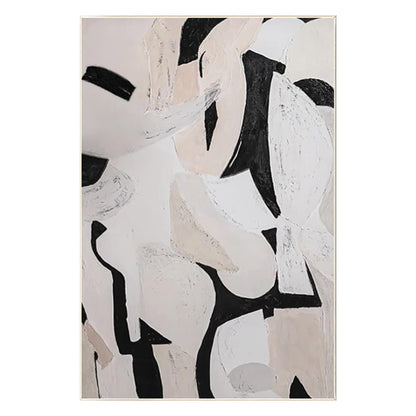 Hand-Painted Black White Abstract Painting: Extra Large Canvas Wall Art #8