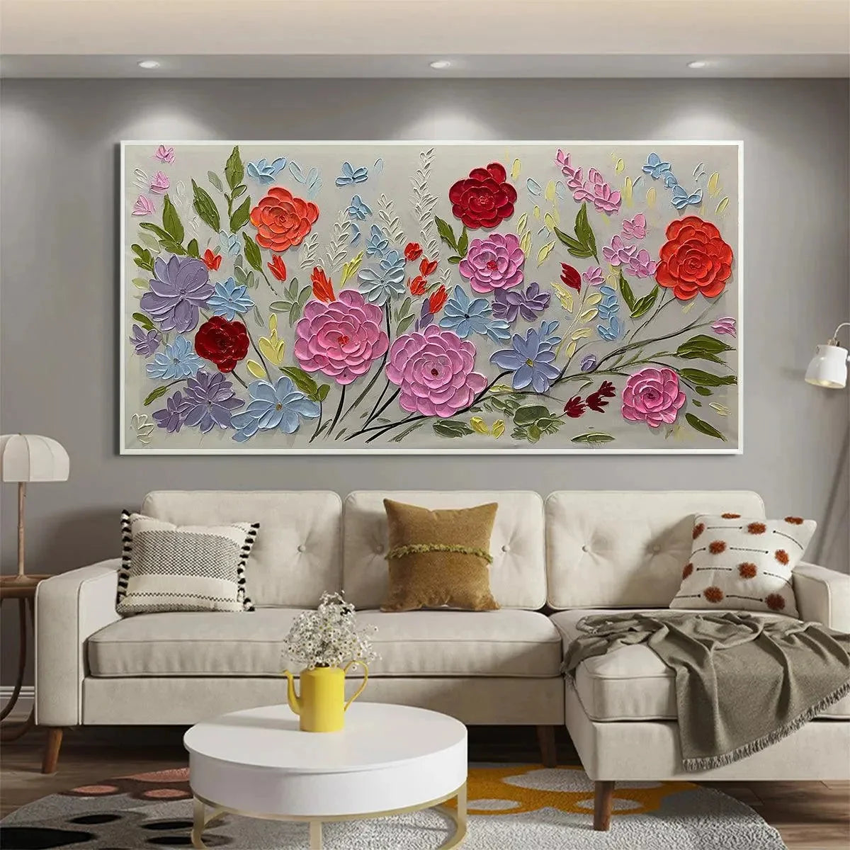 Hand-Painted Floral Oil Painting - Vibrant Garden Art | rolled canvas, ready for custom framing