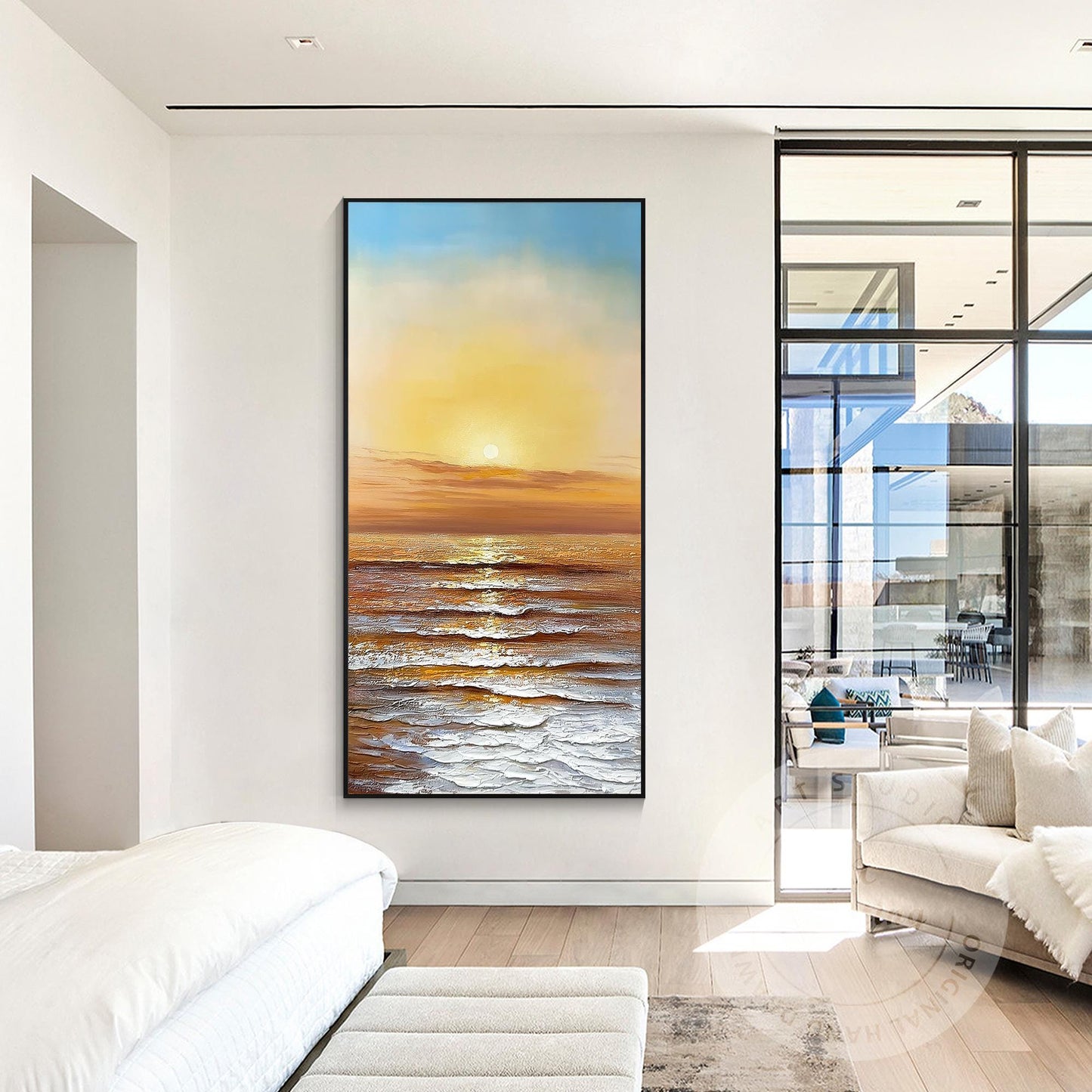 Hand-Painted Sunset Ocean Canvas Art: Coastal Seascape Painting #2