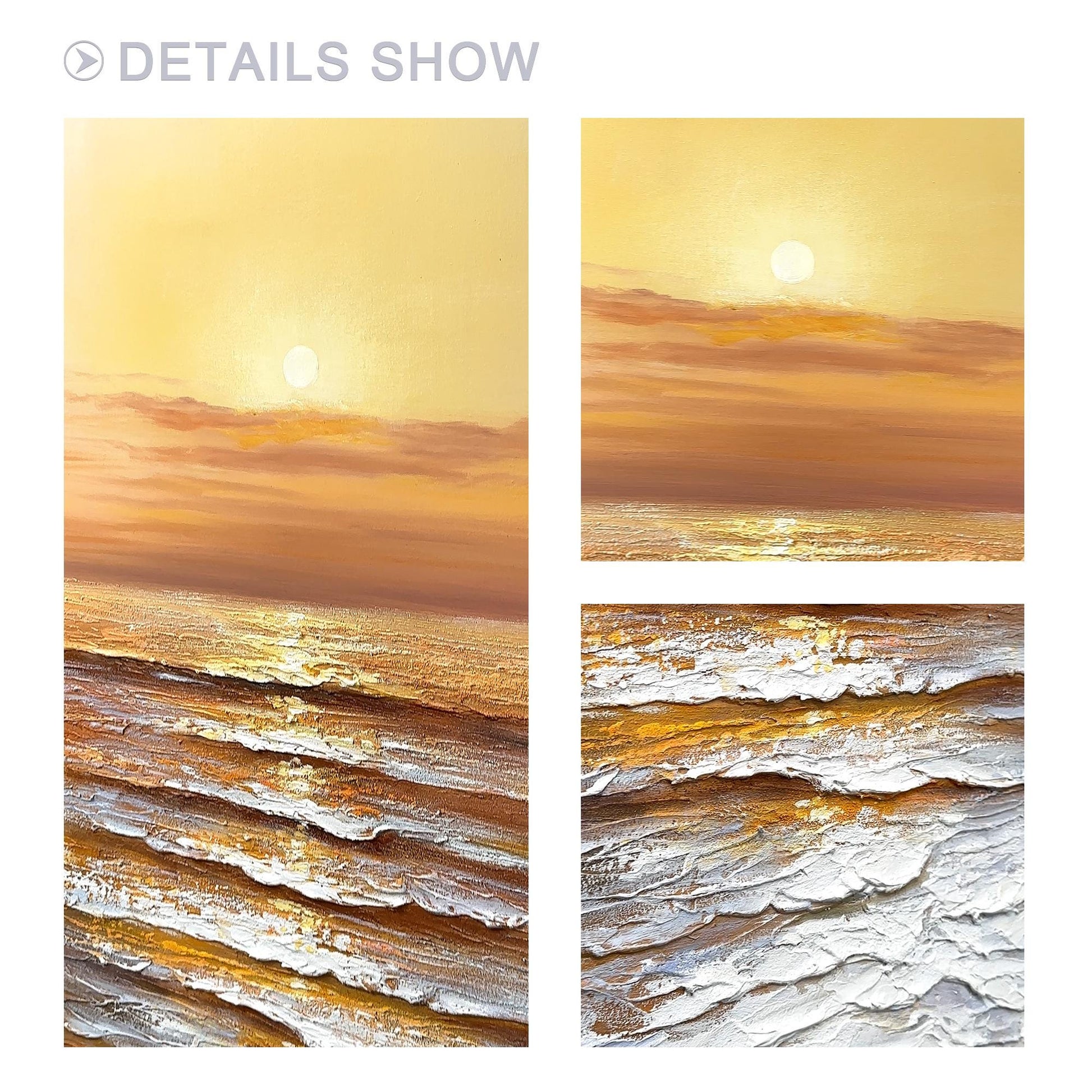 Hand-Painted Sunset Ocean Canvas Art: Coastal Seascape Painting #7