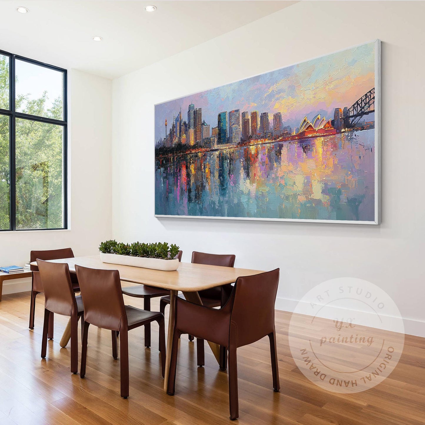 Hand Painted Sydney Cityscape Painting on Canvas, Original Abstract Skyline Wall #4