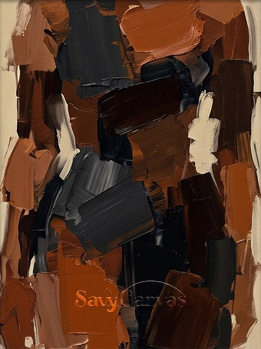 Hand-Painted Textured Abstract Wall Art Earth Tone Oil Painting shown as textured wall art with a clear view of the artwork, color palette, and hand-finished canvas surface.
