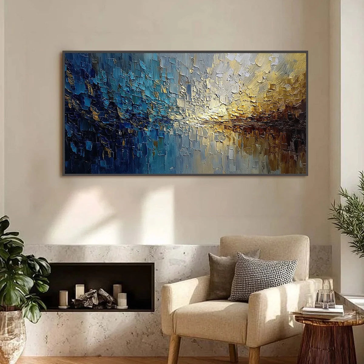 HARBOR DAWN: Heavy Texture Abstract Cityscape Oil Painting | Abstract closeup, raised brushwork detail