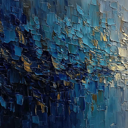 HARBOR DAWN: Heavy Texture Abstract Cityscape Oil Painting | rectangular format, hand-painted canvas edge