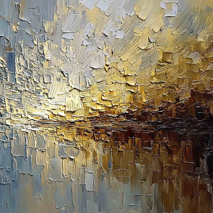 HARBOR DAWN: Heavy Texture Abstract Cityscape Oil Painting | rolled canvas, ready for custom framing