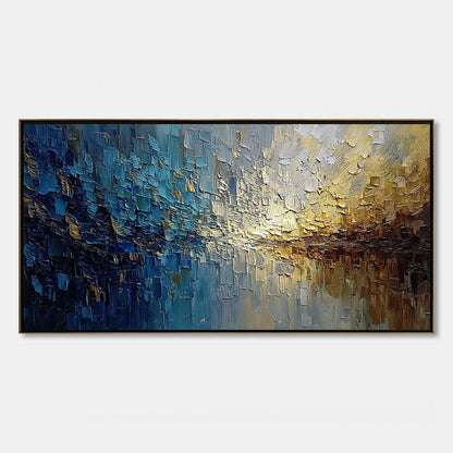 HARBOR DAWN: Heavy Texture Abstract Cityscape Oil Painting | hanging in living room, Abstract wall art