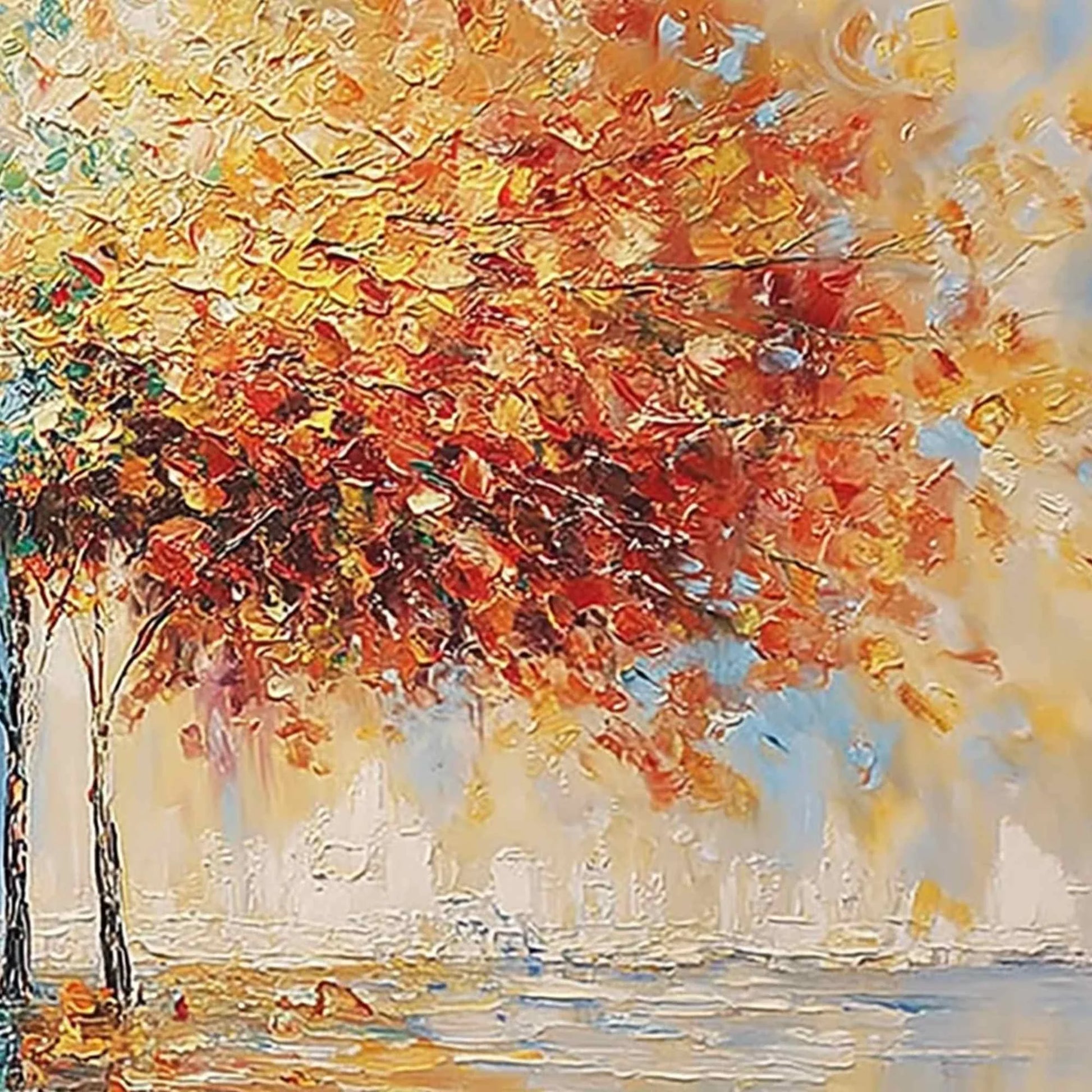 HARMONY IN TRANSITION: Colorful Palette Knife Tree Landscape Oil Painting | rolled canvas, ready for custom framing