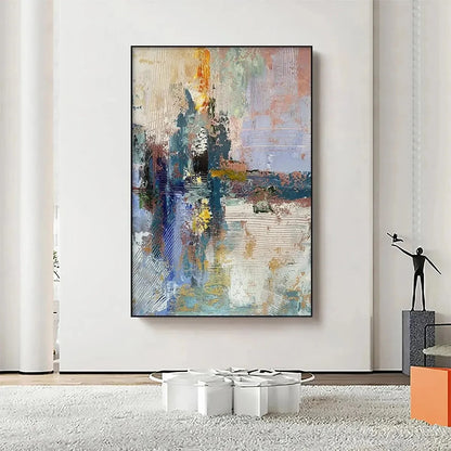 HAZY SKIES: Colorful Abstract Painting, Textured Wall Art, Vertical Canvas, Modern Art | Abstract closeup, raised brushwork detail