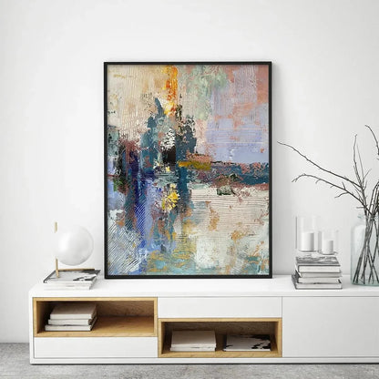 HAZY SKIES: Colorful Abstract Painting, Textured Wall Art, Vertical Canvas, Modern Art | multi-color palette, original oil on stretched canvas art