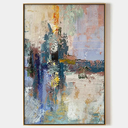 HAZY SKIES: Colorful Abstract Painting, Textured Wall Art, Vertical Canvas, Modern Art | hanging in living room, Abstract wall art