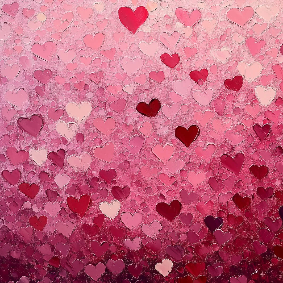 HEART RAIN: Textured Impasto Abstract Oil Painting in Pink and Red | multi-color palette, original oil on stretched canvas art