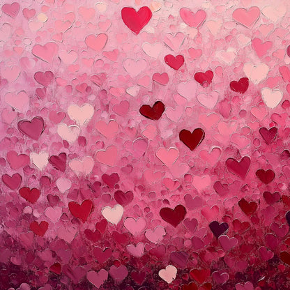 HEART RAIN: Textured Impasto Abstract Oil Painting in Pink and Red | multi-color palette, original oil on stretched canvas art