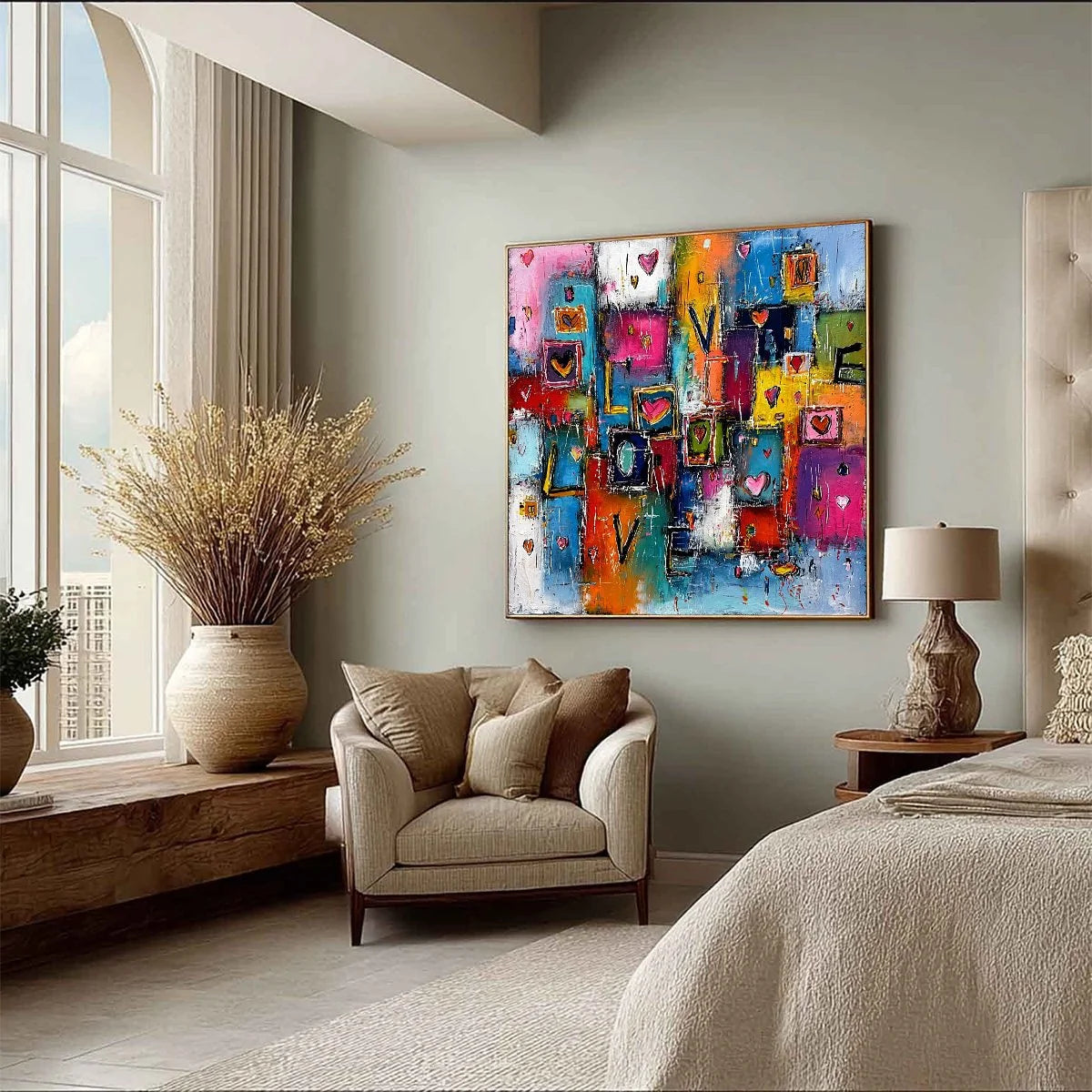 HEARTBEAT SYMPHONY: Colorful Abstract Love & Hearts Impasto Painting | multi-color palette, original oil on stretched canvas art