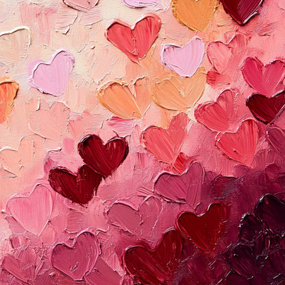 HEARTSCAPE: Textured Impasto Abstract Oil Painting in Pink and Red | rolled canvas, ready for custom framing