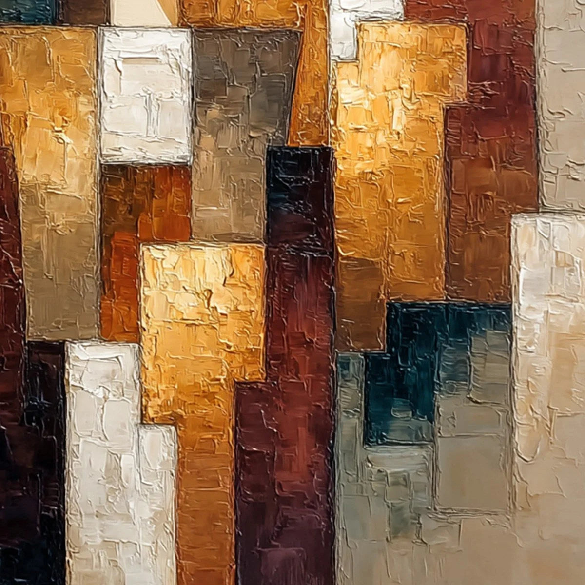 THE TRIAD: Heavily Textured Abstract Figurative Impasto Painting | rectangular format, hand-painted canvas edge