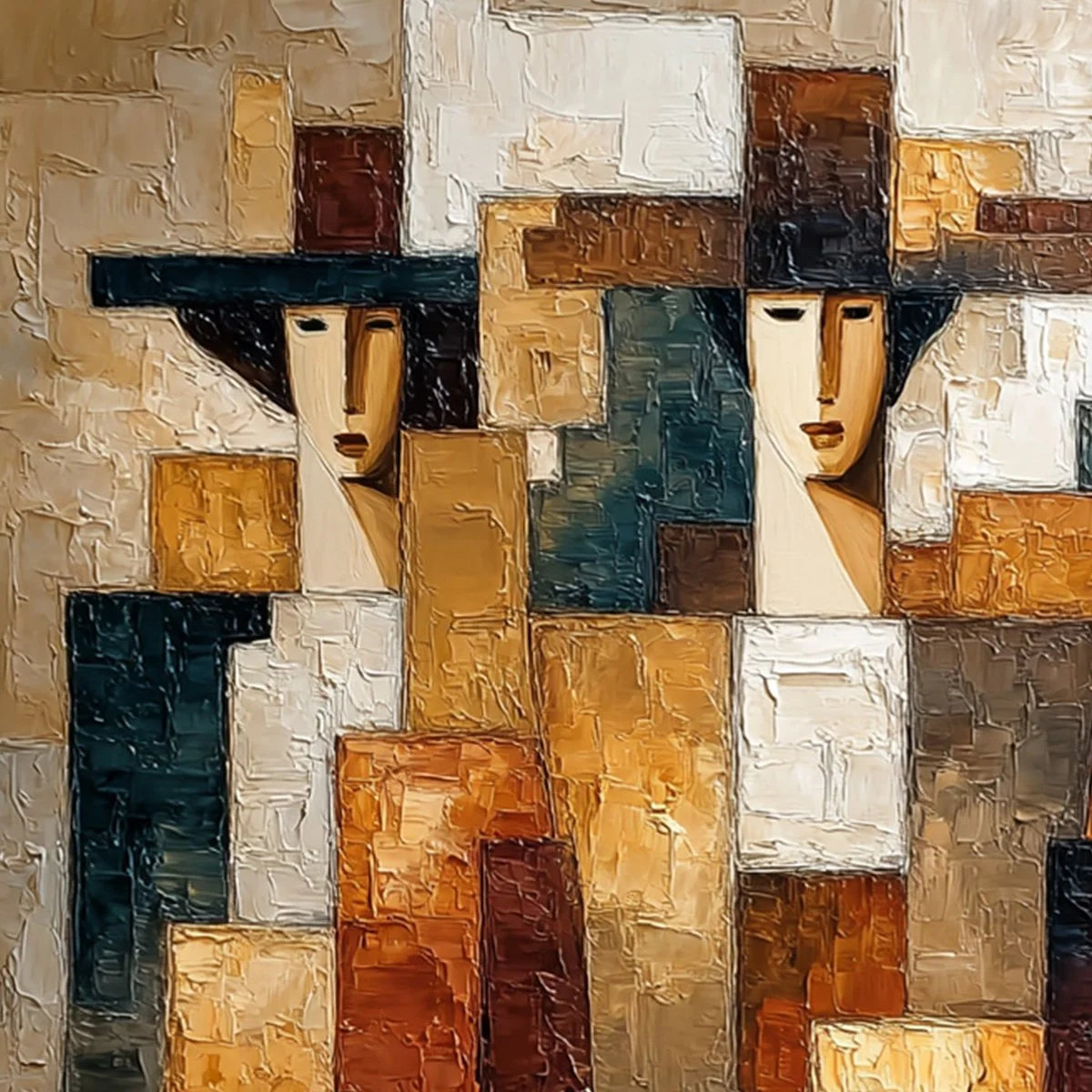 THE TRIAD: Heavily Textured Abstract Figurative Impasto Painting | rolled canvas, ready for custom framing