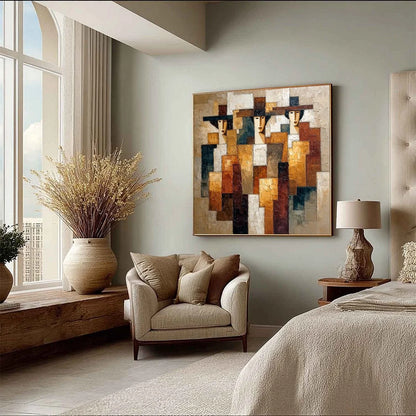 THE TRIAD: Heavily Textured Abstract Figurative Impasto Painting | multi-color palette, original oil on stretched canvas art