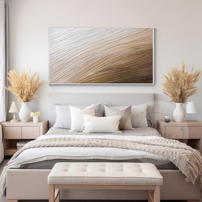 Heavy Texture Abstract Painting: Earth Tone Sea Wave Canvas Art #6
