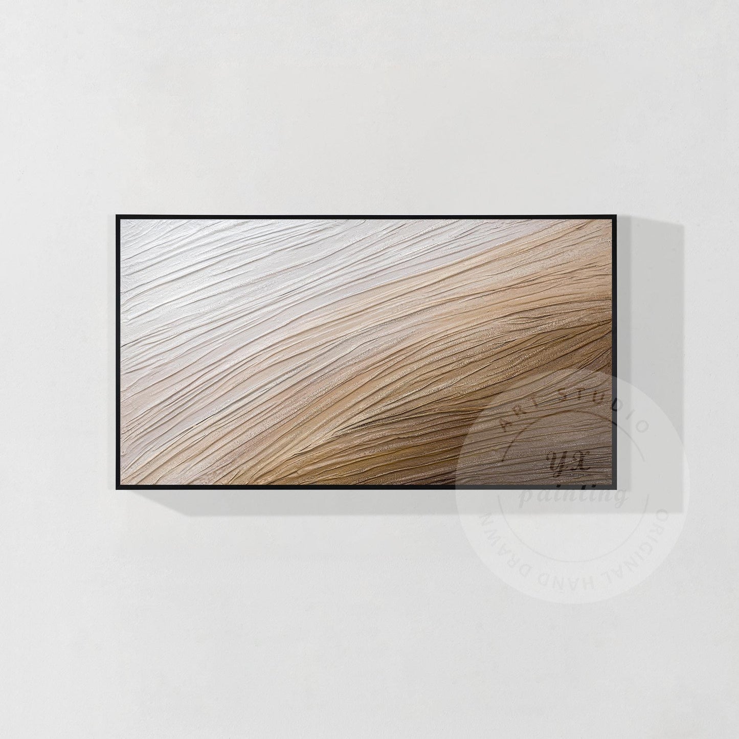 Heavy Texture Abstract Painting: Earth Tone Sea Wave Canvas Art #7
