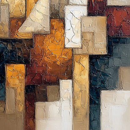 THE JOURNEYMEN: Heavy Texture Palette Knife Figurative Painting | rectangular format, hand-painted canvas edge
