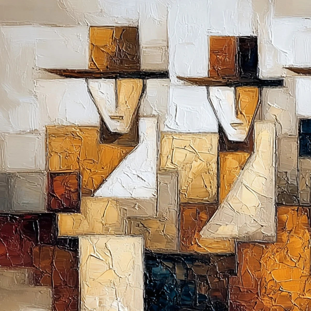 THE JOURNEYMEN: Heavy Texture Palette Knife Figurative Painting | rolled canvas, ready for custom framing