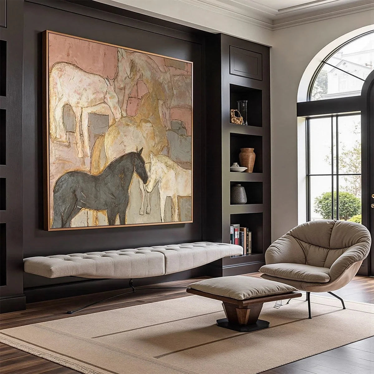HERD WHISPERS: Figurative Textured Horse Painting | Figurative mood, soft natural light studio shot