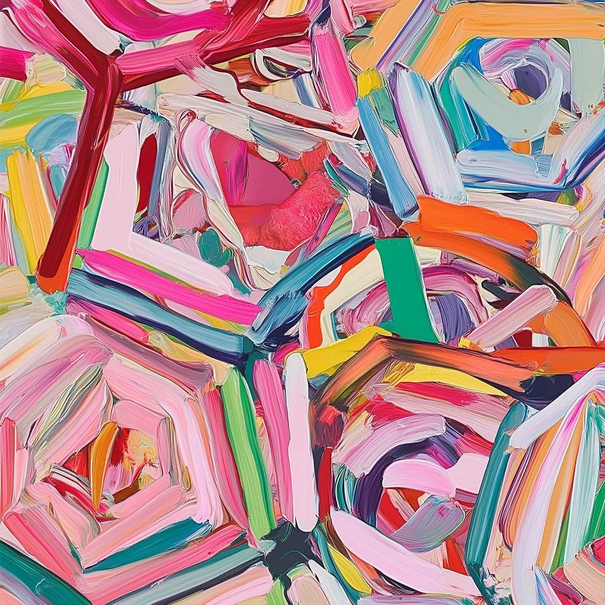 HEXAGONAL HARMONY Textured Abstract Impasto Oil Painting | multi-color palette, original oil on stretched canvas art