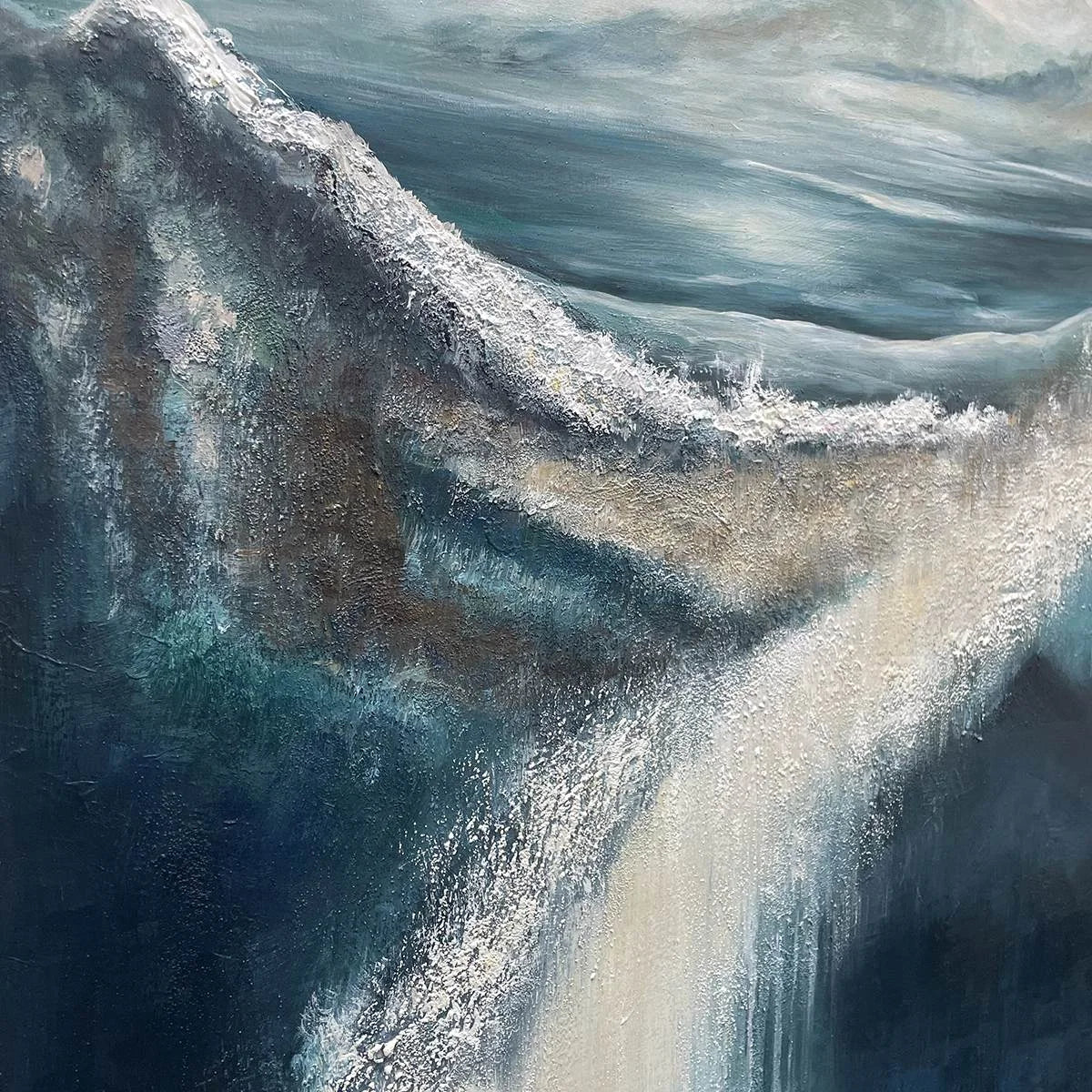 HIGHLAND MIST: Atmospheric Landscape Oil Painting | black frame version on white wall