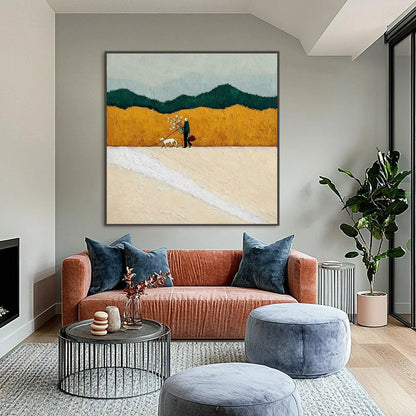 HOMEWARD BOUND: Textured Figurative Landscape Wall Art | Landscape closeup, raised brushwork detail
