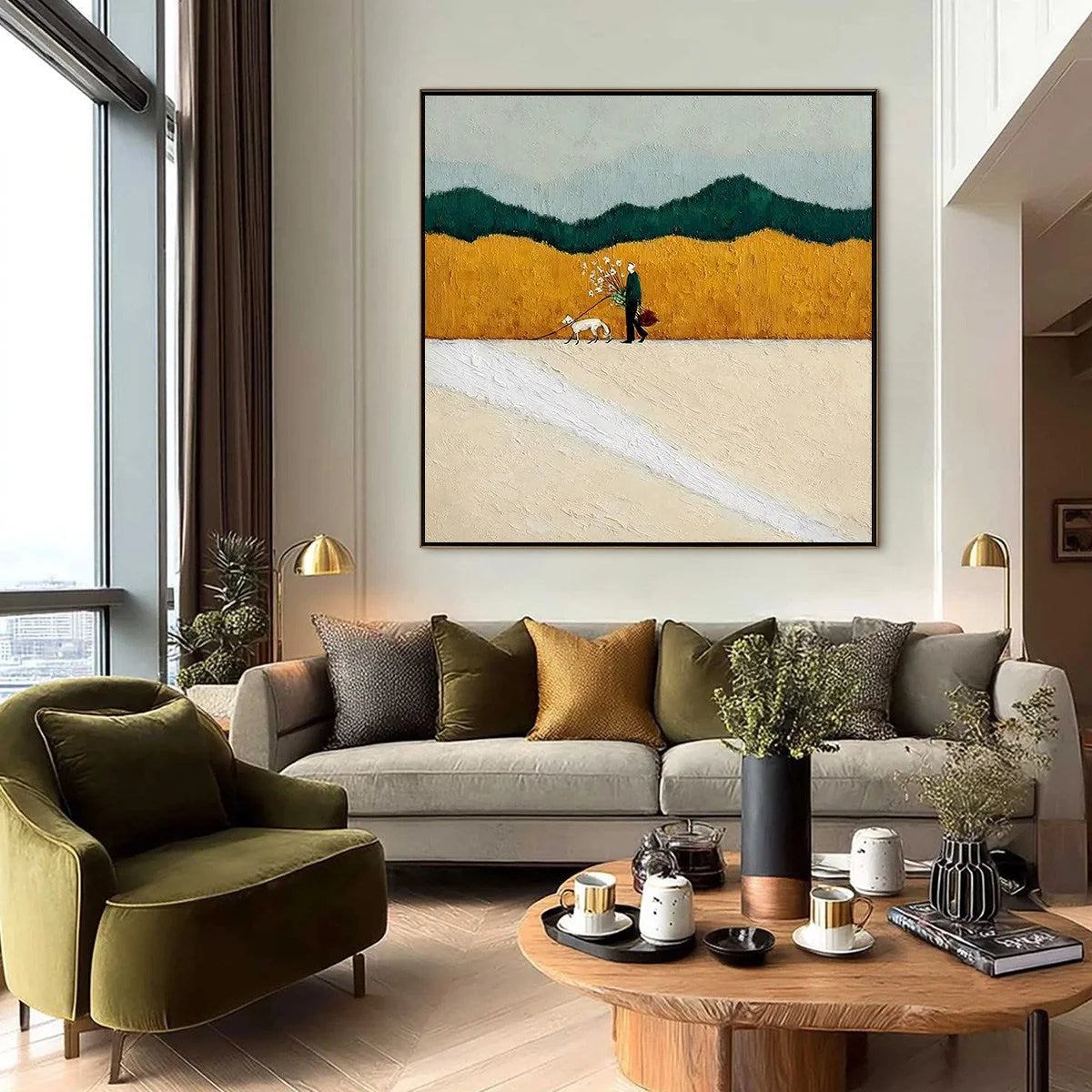 HOMEWARD BOUND: Textured Figurative Landscape Wall Art | black frame version on white wall