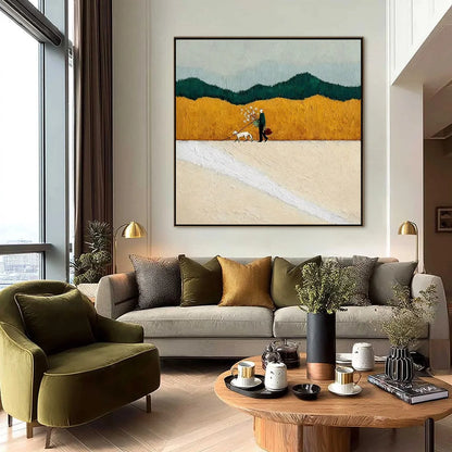 HOMEWARD BOUND: Textured Figurative Landscape Wall Art | black frame version on white wall