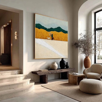 HOMEWARD BOUND: Textured Figurative Landscape Wall Art | multi-color palette, original oil on stretched canvas art