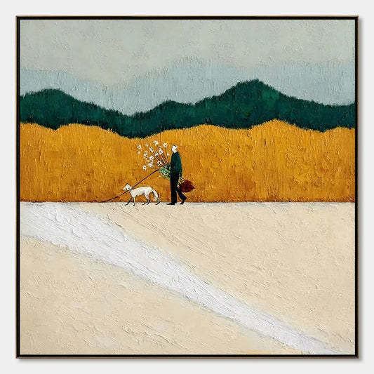 HOMEWARD BOUND: Textured Figurative Landscape Wall Art | hanging in living room, Landscape wall art