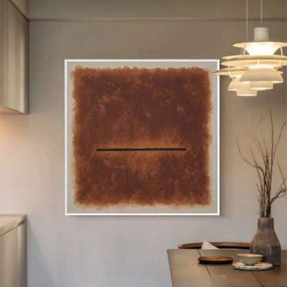 HORIZON: Textured Minimalist Abstract Brown Oil Painting | Minimalist closeup, raised brushwork detail
