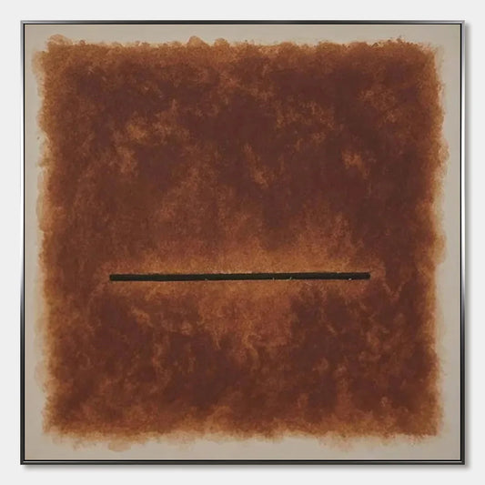 HORIZON: Textured Minimalist Abstract Brown Oil Painting | hanging in living room, Minimalist wall art