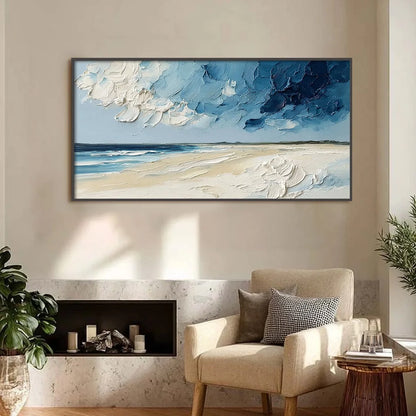 HORIZON'S BREATH: Textured Impasto Coastal Landscape Oil Painting | Landscape closeup, raised brushwork detail
