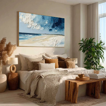 HORIZON'S BREATH: Textured Impasto Coastal Landscape Oil Painting | multi-color palette, original oil on stretched canvas art