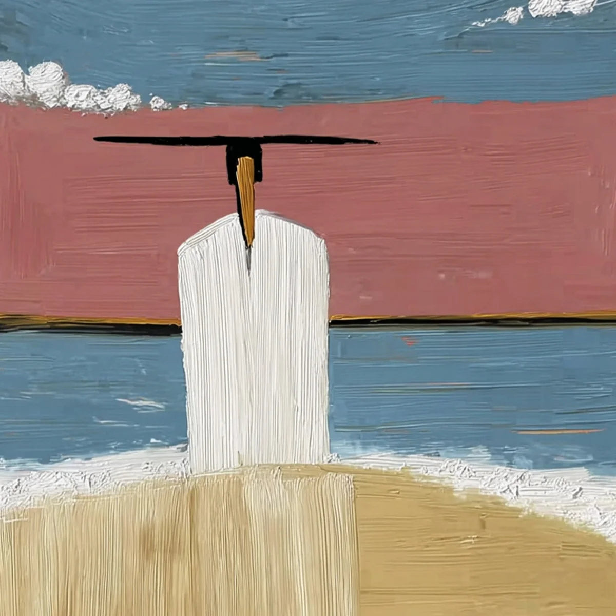 HORIZON'S EDGE: Textured Minimalist Abstract Seascape Painting | rectangular format, hand-painted canvas edge
