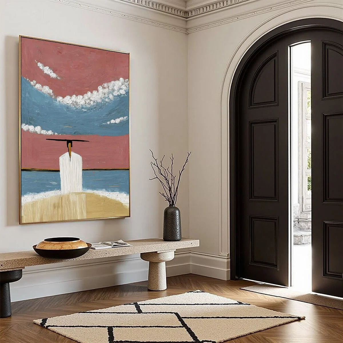 HORIZON'S EDGE: Textured Minimalist Abstract Seascape Painting | multi-color palette, original oil on stretched canvas art