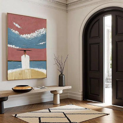 HORIZON'S EDGE: Textured Minimalist Abstract Seascape Painting | multi-color palette, original oil on stretched canvas art