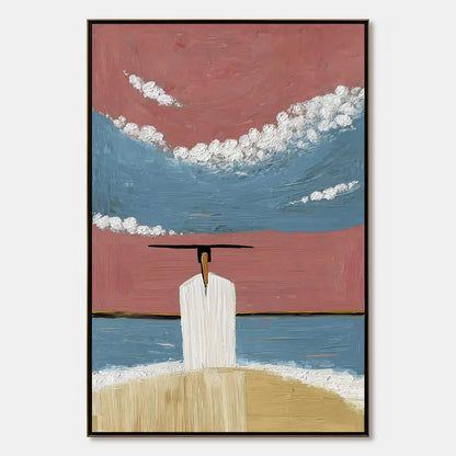 HORIZON'S EDGE: Textured Minimalist Abstract Seascape Painting | hanging in living room, Minimalist wall art