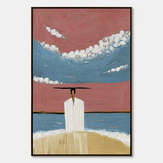 HORIZON'S EDGE: Textured Minimalist Abstract Seascape Painting | hanging in living room, Minimalist wall art