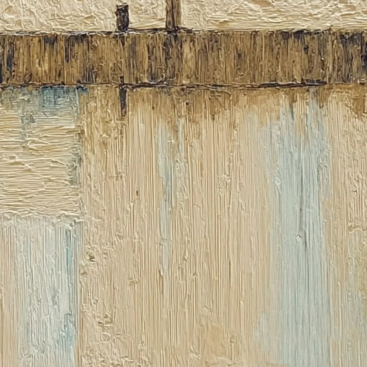 HORIZON'S EDGE: Textured Wabi-Sabi Abstract Seascape Painting | rectangular format, hand-painted canvas edge