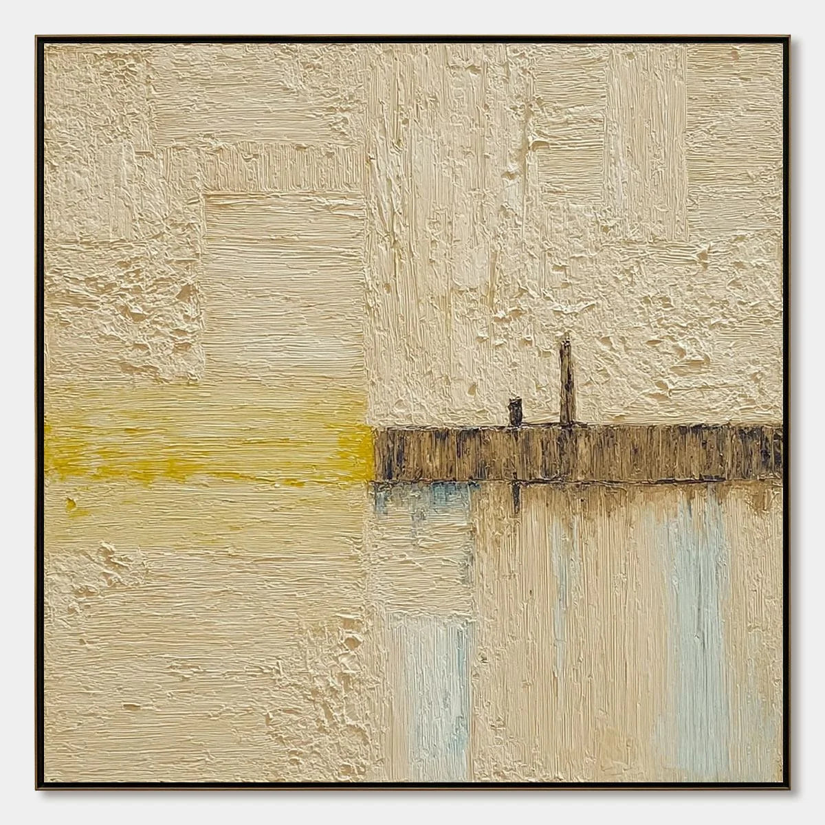 HORIZON'S EDGE: Textured Wabi-Sabi Abstract Seascape Painting | hanging in living room, Abstract wall art