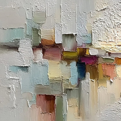HORIZON'S EMBRACE: Heavily Textured Abstract Seascape Oil Painting | rectangular format, hand-painted canvas edge
