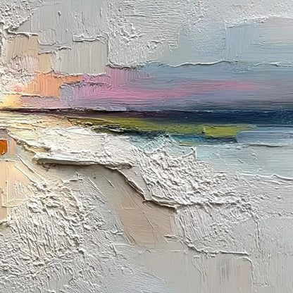 HORIZON'S EMBRACE: Heavily Textured Abstract Seascape Oil Painting | rolled canvas, ready for custom framing