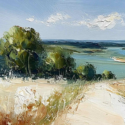 HORIZON'S EMBRACE: Textured Impasto Countryside Landscape Oil Painting | rectangular format, hand-painted canvas edge