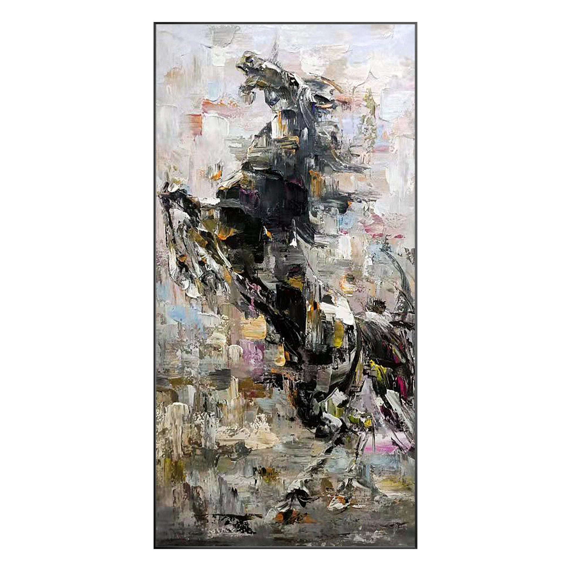 Horse Portrait,Black Horse Painting, 3D Texture Horse Wall Art, Original Paintin #10