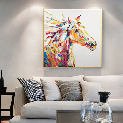 Horse Portrait,Original Animal Horse Paintings On Canvas Office Decor Large pain #2