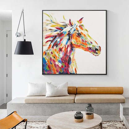 Horse Portrait,Original Animal Horse Paintings On Canvas Office Decor Large pain #3